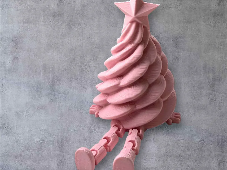 Pink spiral Christmas tree figure with dangling legs