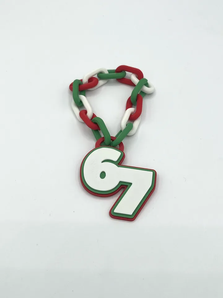Mini red, white and green chain with a 67 pendant